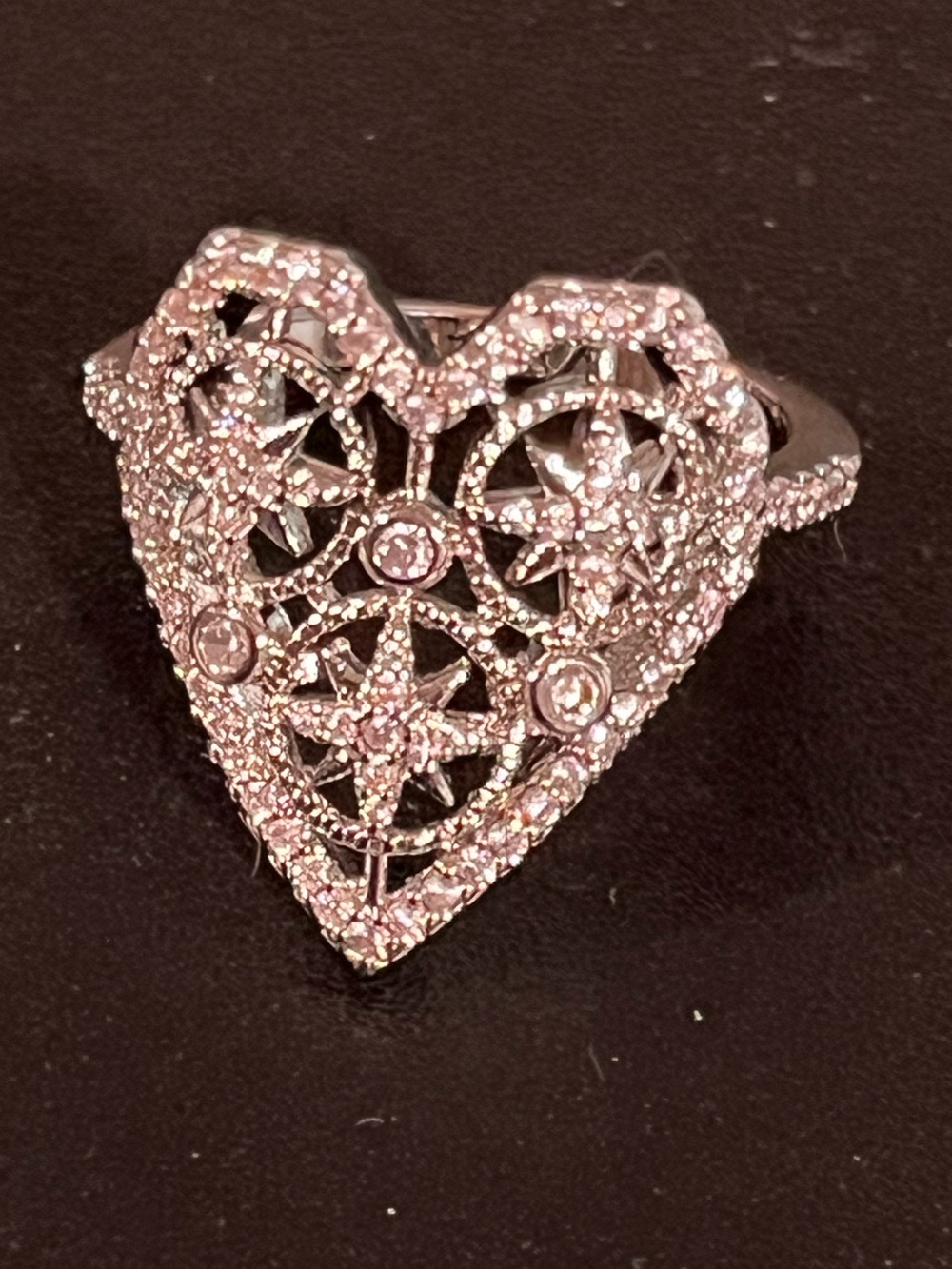 Heart Shaped Filigree Cubic zirconia ring size 9